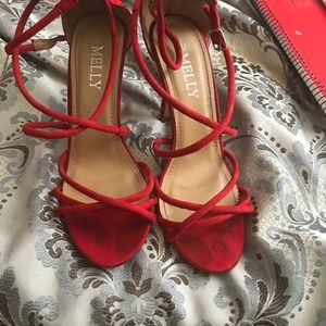 RED STRAPPY HEELS